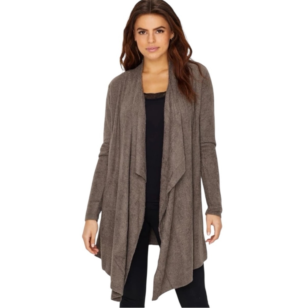 Bamboo Chic Lite Waterfall Cardigan Brown Size S/M – Cozy Open Front Knit